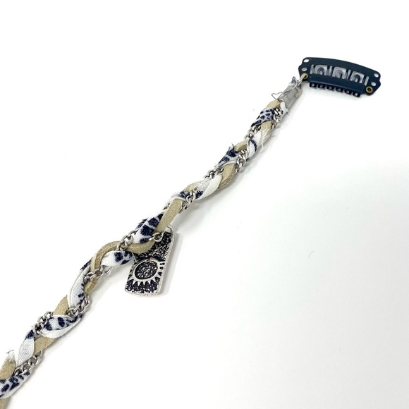 New Free People Lucia Braid-In Hair Accessory Clip Textile Tan Silver - Picture 2 of 3